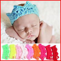 Wholesale 2015 infant Crocheted Hats Toddler Crochet Knit knitted Crochet baby Princess prince Crown Tiara Headband Newborn Photography Prop Baby Cap