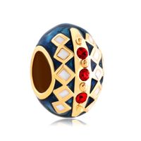 Wholesale Personalized woman jewelry big hole European color enameled Faberge egg metal bead lucky charms fits Pandora charm bracelet