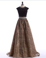 Wholesale Evening Gowns Party Dresses Formal Gowns Leopard Print Two Pieces A Line Beading Black Pageant Gowns Custom Made Long vestidos de noche