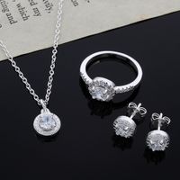 Wholesale 2015 new design Sterling Silver CZ Diamond Necklace Ring Earrings Set Fashion Jewelry wedding gift for woman