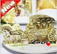 Wholesale European Styles Romantic Wedding Candy Chocolate Boxes golden Carriage Candy Bags Wedding gift Holder Favor
