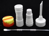 Wholesale 14mm mm Male and Female Ceramic Nail Glass Bong Tool Set with Carb Cap Dabber Tool Slicone Jar Dab Container VS Titanium Nail