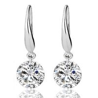 Wholesale Sterling Silver Earrings Gemstone Big Long Dangle Geometric Drop Earrings Cubic Zirconia Statement Crystal Earrings
