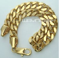 Wholesale Mens Womens k yellow gold GF curb rings link chain solid bracelet bangle B152