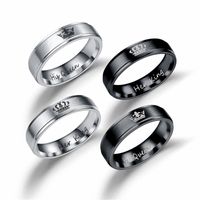 Wholesale Stainless Steel Her King His Queen Ring band finger Silver Black Couple Rings for women men Lovers Wedding Jewelry