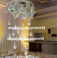Wholesale 60 cm tall Gold sliver Candle stand Metal Candlestick Flower Vase Centerpiece Event Flower Rack Road Lead Wedding Decoration decor281