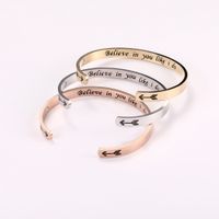 Wholesale BSS80912 Latest Design Stainless Steel Believe in You Like I do Cuff Bangle Inspirational Word Magnetic Women Bracelet Gift