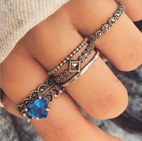 Wholesale Cross border e commerce jewelry new best selling Europe and America love sapphire ring set piece ring