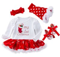 Wholesale Christmas Baby Costumes Clothes Infant Toddler Girls First Christmas Outfits Newborn Christmas Romper clothing Set birthday gift