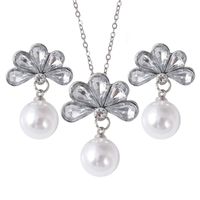 Wholesale Pearl Jewelry Sets Party Engagement Wedding Jewelry Set Flower Pendants Necklaces Earrings Simulated Pearl Crystal Jewelry Set