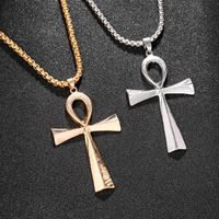 Wholesale Egyptian Ankh Crucifix Necklaces Pendants Stainless Steel Symbol of Life Cross Necklaces Hip Hop Jewelry Gifts for Men Women