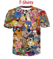 Wholesale New Fashion Mens Womans cartoons collage s T Shirt Summer Style Funny Unisex D Print Casual T Shirt Tops Plus Size AA0161