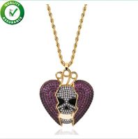 Wholesale Hip Hop Designer Jewelry Luxury Pendant Boys Iced Out CZ Diamond Skeleton Pendants for Men with Rope Chain Broken Heart Wedding Accessories