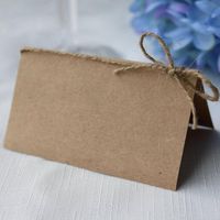 Wholesale Retro Simple Style Innovative Blank Kraft Paper Folding Thank You Card DIY Seating Card Place Wedding Set