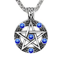 Wholesale Wuxing Necklace Pendant Small Cosmic Fashion Design Blue Diamond Red Diamond Crystal Pendant Fashion Men and Women Short Necklace