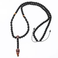 Wholesale Long Necklace Natural Stone Matte Black Onyx Tiger Eye Beads Skull Necklace Skeleton Pendants for Men Women Fashion Jewelry