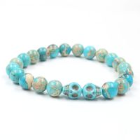 Wholesale 10 Handmade Weave Strands Bracelet Green Turquoise Stone Skull Head with Many Colors Round Beads Fashion Jewelr