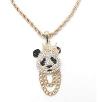 Wholesale Panda Pendant Necklace Men Miami Cuban necklace Full CZ jewelry Handmade CZ Bangles Link for Male Top Quality Link Chain New Fashio