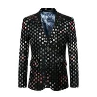Wholesale 2019 Fashion Men Pattern Dance Blazer Coats Slim Fit Male Business Wedding Stage Suit Jackets Single Breasted Formal Suit M XL