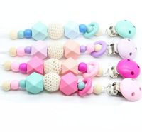 Wholesale ins baby pacifier holders newborn pacifier clips prevent falling infant cartoon gutta percha clips for baby feeding