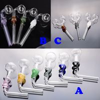 Wholesale Colorful glass hookah Skull Smoke Handle Pipe Curved Mini Smoking Pipes Hand Blown Recycler Oil Burner