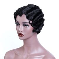 Wholesale Black Short Pixie Cut Wigs for Black Women African Afro Hair Synthetic Wigs Pink Finger Wave Hair Wig