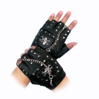 Wholesale New gothic punk cool men male boy blackDisco dance rock and roll fingerless short PU leather gloves