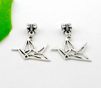 Wholesale 100Pcs Tibetan Silver Origami Paper Crane Charms Big Hole beads Dangle Charms For Jewelry Making findings
