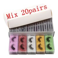 Wholesale 3D Mink Fake Eyelashes Color Bottom Card with Separated Cases Cosmetics Makeup False Lashes