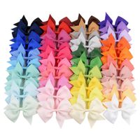 Wholesale 40pcs Multicolor Solid Grosgrain Ribbon Hair Bows With Clip Girls Handmade Boutique Hair Clips Barrette Hair Accessories