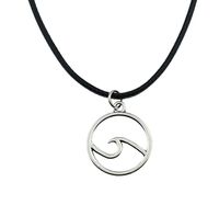 Wholesale Fashion Tibetan Silver Pendant Wave Necklace Choker Charm Black Leather Cord Factory Price Handmade jewelry