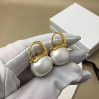 Wholesale New Fashion Elegant Women Earrings Jewelry Yellow Gold Plated CZ Pearl Earrings for Girls Women for Party Wedding