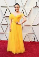 Wholesale Bright Yellow Tulle Celebrity Red Party Gowns Sexy Off Shoulder Zipper Back Prom Dresses Long Floor A Line Dress for Bride