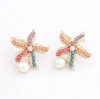 Wholesale Hot Fashion Jewelry Women s Colorful starfish Pearl Stud Earrings Lady Cute Earrings S181