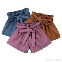 Wholesale SK Factory INS Baby Corduroy Bow Shorts children Solid ruffle Cotton PP Trousers Diaper Cover Underpants