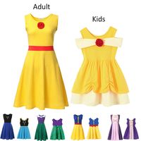 Wholesale 17Styles Mom Daughter Princess Dress Sets Girl Adult Kids Summer Cartoon Children Kids princess dresses Casual Clothes Kid Party Send Free