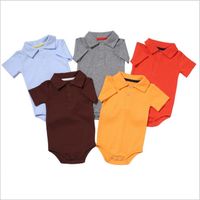 Wholesale Kids Clothes Boys Summer Polo Rompers Toddle Short Sleeve Jumpsuits Ins Newborn Fashion Onesies Infant Cotton Bodysuits Baby Clothing