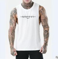 Wholesale 2019 new Design Men Fitness Tank Top Bodybuilding gyms clothing Sporting Wear Vest muscle Sleeveless round neck cotton Undershirt