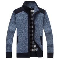 Wholesale 2018 Autumn Winter Men s SweaterCoat Faux Fur Wool Sweater Jackets Men Zipper Knitted Thick Coat Casual Knitwear M XL