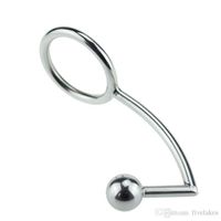 Wholesale 40mm mm mm For Choose Stainless Steel Butt Plug Ball Anal Hook With Penis Ring Fetish Cock Chastity Device Sex Toys Adult Products