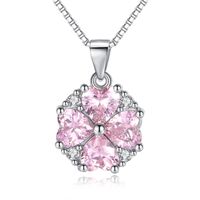 Wholesale CZ Crystal from Swarovski Pink Cubic Zirconia Heart Pendant Necklaces For Women Fashion Weddings Bride Party Jewelry Anniversary Gift WE186