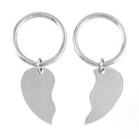Wholesale 100 Stainless Steel Blank Broken Heart Tags Charm Keychain Split Heart Puzzles Jigsaw Tags Pendant Key Ring pairs