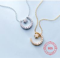 Wholesale high quality sterling silver necklace idea product moon and star cz diamond handmade necklaces