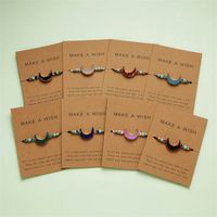 Wholesale Make a Wish Colorful Natural Stone Woven Bracelet Adjustable Leather String Bracelets Femme Fashion Xmas Jewelry