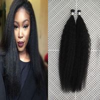 Wholesale I tip Hair Extensions Kinky Straight Brazilian Virgin Hair g Coarse Yaki Remy Stick Tip Indian Human Hair Extensions