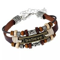 Wholesale New Believe Leather Bracelets Multilayer Handmade Beads Charm Adjustable Friendship Bracelet For Men Women Jewelry