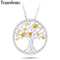 Wholesale Transgems Yellow Hpht Diamond k White Gold Diamond Pendant Necklace For Women Wedding Gift Tree Shaped Pendant Link Chain Y190726