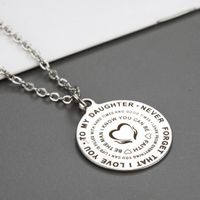 Wholesale To My Daughter Gift Ideas From Dad Mom Love you Daughter Stainless Steel Silver Round Pendant Necklace Love Gift