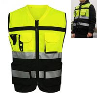 Wholesale Professional Security Reflective Vest Pockets Design Reflective Vest High Visibility Safety Straps Outdoor Cycling Zip