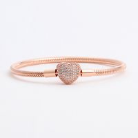 Wholesale Classic gold bracelet for Pandora base chain heart buckle gold plated New heart shaped diamond snake chain fashion women single product